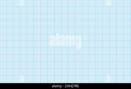 Blaues Millimeterdiagramm Papierraster nahtloses Muster. Digitales ekg-Diagramm Klinikseite. Geometrisch karierter Hintergrund für Blaupause, Schule, Architekt, Stock Vektor