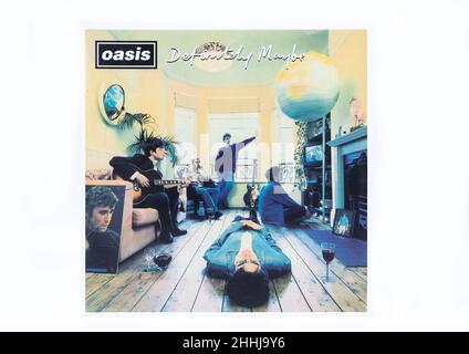 12-Zoll-Vinyl-LP-Schallplattencover mit Bilderhüllen der Geschichte Morning Glory von Oasis Stockfoto