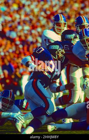 Joe Morris, NY Giants laufen beim Superbowl 1987 zurück. Stockfoto