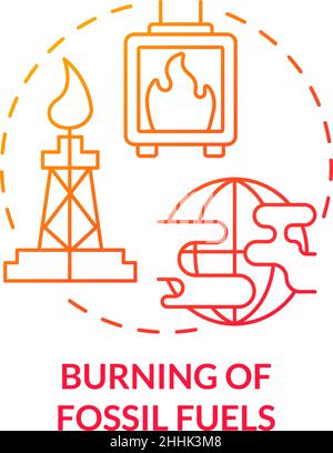 Verbrennung fossiler Brennstoffe rotes Gradientenkonzept-Symbol Stock Vektor