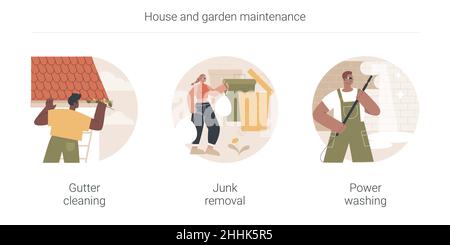 Haus und Garten Wartung abstrakte Konzept Vektor Illustrationen. Stock Vektor