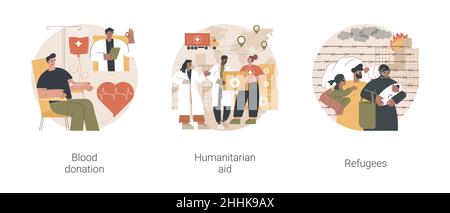 Humanitäre Hilfe abstrakte Konzept Vektor Illustrationen. Stock Vektor