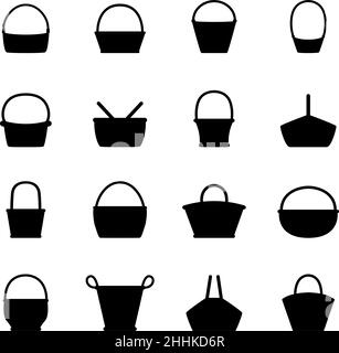 Set von Silhouetten von Korbkörben, Vektorgrafik Stock Vektor