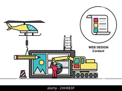 Moderne bearbeitbare flache Linienvektor von abstrakten Web-Design-Inhalten Stock Vektor