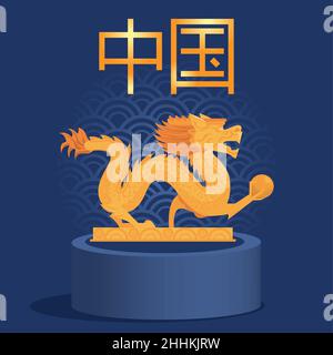 chinesischer Drache und Brief Stock Vektor