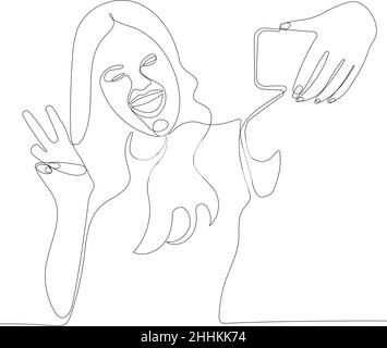 Niedlich und kawaii Mädchen machen Foto Stock Vektor