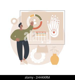 Gestenerkennung abstrakte Konzept Vektor-Illustration. Ferngesteuerte Gesten, freihändige Steuerung, kinetischer Sensor, Bewegungserkennung und -Analyse, abstrakte Metapher für Bewegungserkennungsgeräte. Stock Vektor