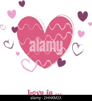 Postkarte mit Herzen. Für Valentinstag, Geburtstag und Feiertage, Geschenke. Stock Vektor