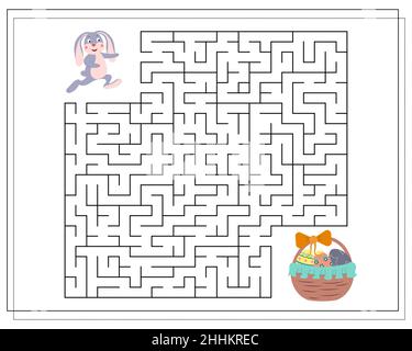 Kinder-Logik-Spiel gehen durch das Labyrinth. Hilf dem Hasen, seinen Weg zum Osterei zu finden. Vektor Stock Vektor