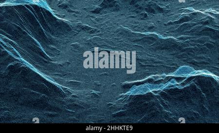 Leuchtende digitale Landschaft. Technologiekonzept. Schnittstellenelement. 3D Abbildung Stockfoto