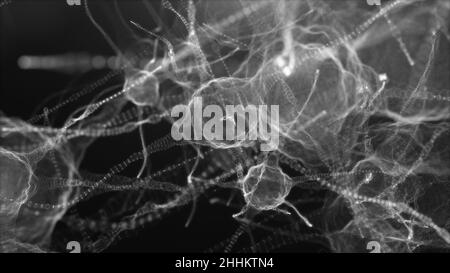 Neuronales Netzwerk von Nervenzellen. 3D Abbildung Stockfoto