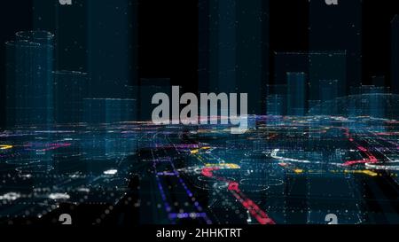 Futuristische Smart Digital City. Smart City Und Technology Business Concept Stockfoto