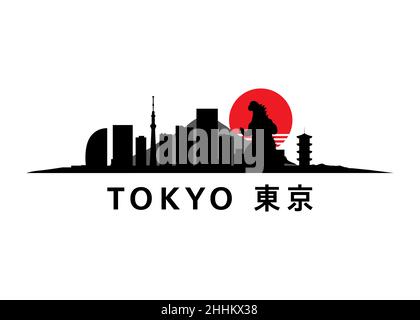 Tokyo City Landscape, Skyline der Hauptstadt Japans, Gastgeber der Olympischen Spiele 2021 Stock Vektor