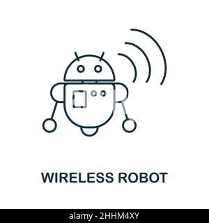 Symbol für den drahtlosen Roboter. Linienelement aus der Sammlung von Internet-Technologien. Linear Wireless Robot Symbol Zeichen für Web-Design, Infografiken und mehr. Stock Vektor
