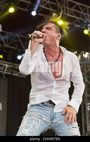 07. August 2015 - Südkorea, Incheon : die amerikanische Rockband Steel Heart spielt auf der Bühne während des Pentaport Rock Festivals 10th in Incheon, Südkorea. Stockfoto