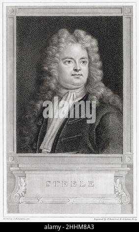 Sir Richard Steele, 1672 - 1729. Englischer Essayist, Dramatiker und Staatsmann. Nach einem Stich von Francesco Bartolozzi nach einem Werk von Jonathan Richardson. Stockfoto