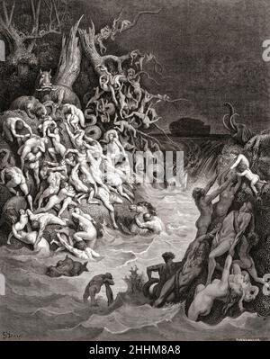 Die Sintflut. (Altes Testament: Genesis 7, 1 - 6). Nach einem Werk des französischen Künstlers Gustave Dore. Stockfoto