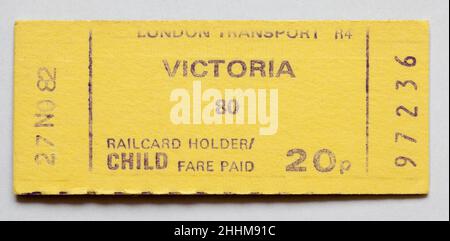 Vintage 1970s London Underground Railway Ticket - Victoria Stockfoto