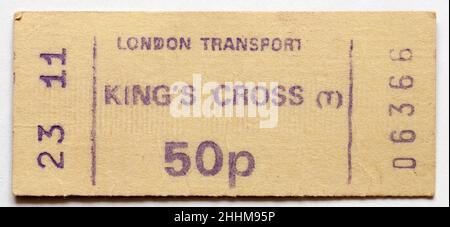 Vintage 1970s London Underground Railway Ticket - Kings Cross Stockfoto