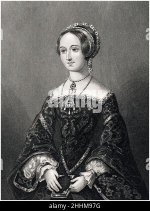 Marguerite de Navarre (1492-1549), Königin von Navarra, Herzogin von Alençon und Berry, Porträtstich von John James Hinchliff, 1864 Stockfoto