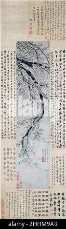 Tintenpflaume, chinesische hängende Schriftrolle aus dem 14th. Jahrhundert von Wang Mian, 1350-1359 Stockfoto