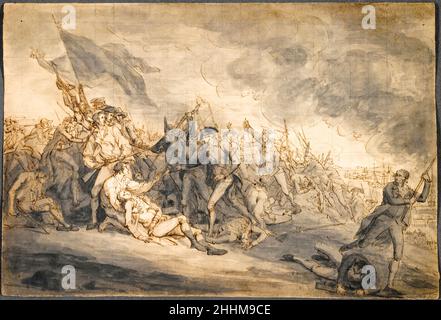 Studie zum Tod von General Warren in der Schlacht am Bunker's Hill, Zeichnung von John Trumbull, 1785-1786 Stockfoto