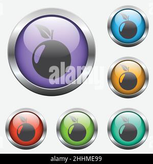 Orangefarbenes Vektorsymbol auf den Tasten des Farbglases Stock Vektor