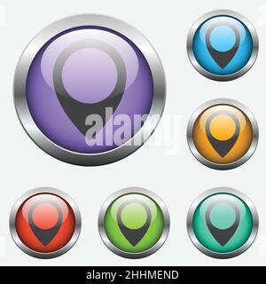 Zeigervektor-Symbol auf Farbglasschaltflächen Stock Vektor