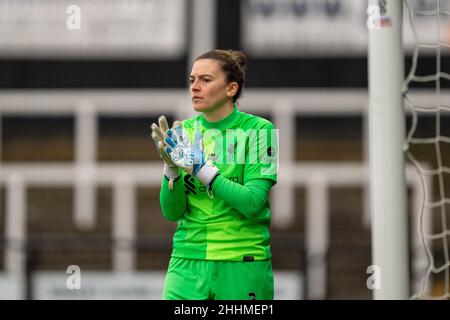 Bromley, Großbritannien. 23rd Januar 2022. Hayes Lane, Bromley, England, Jan 23rd 2022 Torwart Rachael Laws (1 Liverpool) während des FA Womens Championship Matches zwischen Crystal Palace und Liverpool in Hayes Lane, Bromley, England am 23rd. Januar 2022. Stephen Flynn/SPP Kredit: SPP Sport Pressefoto. /Alamy Live News Stockfoto