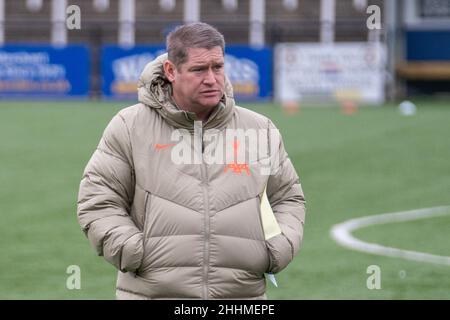 Bromley, Großbritannien. 23rd Januar 2022. Hayes Lane, Bromley, England, 23rd 2022. Januar Liverpool-Manager Matt Beard vor dem Spiel der FA Womens Championship zwischen Crystal Palace und Liverpool am 23rd. Januar 2022 in Hayes Lane, Bromley, England. Stephen Flynn/SPP Kredit: SPP Sport Pressefoto. /Alamy Live News Stockfoto