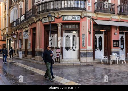 Altes Restaurant im historischen Zentrum (Altstadt) von Malaga, Andalusien, Spanien Stockfoto