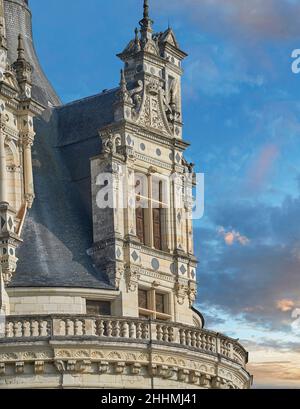 Das Château de Chambord, Centre-Val de Loire. Ein französisches Renaissanceschloss (1519–1547). Chambord ist die größte château im Loire-Tal; es war Stockfoto
