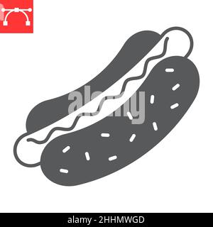 Hotdog Glyph-Symbol, Junk Food und Wurst, Hotdog-Vektor-Symbol, Vektorgrafiken, bearbeitbarer Strich solid-Zeichen, eps 10. Stock Vektor