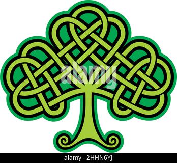 Shamrock. Keltische Ornament Tattoo Illustration Stock Vektor