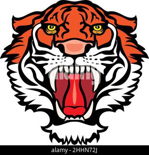 Brüllender Tiger wütend Gesicht Illustration Stock Vektor