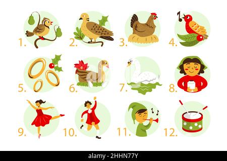 Flache 1 Tage Weihnachten Illustration Vektor Illustration. Stock Vektor
