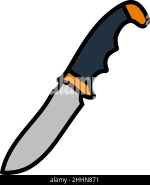 Symbol Des Jagdmessers. Editierbare Fett Formatigte Kontur Mit Farbfüllungsdesign. Vektorgrafik. Stock Vektor