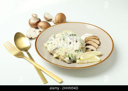 Konzept von leckeren Speisen mit Risotto mit Pilzen Stockfoto