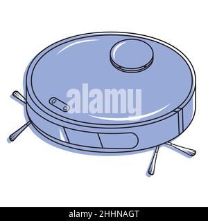 Roboter-Staubsauger für die Reinigung des Raums, Farbvektor isolierte Abbildung. Stock Vektor