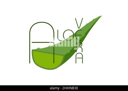 Aloe Vera grünes Logo Symbol für natürliche Bio-Produkt-Paket-Label. Aloe Vera Blatt Zeichen für kosmetische oder Feuchtigkeitscreme Verpackung Design-Vorlage. Stock Vektor