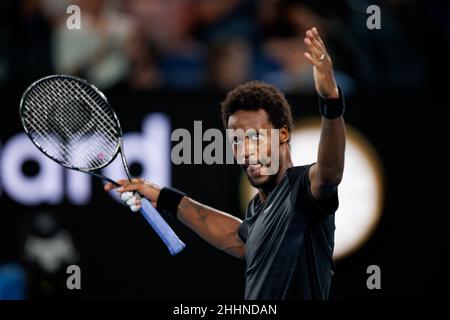 Melbourne, Australien. 25th Januar 2022. GAEL MONFILS (FRA) in Aktion bei den Australian Open 2022 am Dienstag, den 2022. Januar, Melbourne Park Credit: Corleve/Alamy Live News Stockfoto