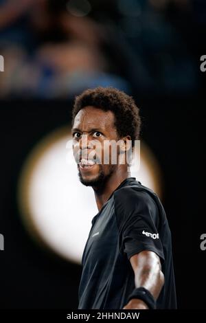 Melbourne, Australien. 25th Januar 2022. GAEL MONFILS (FRA) in Aktion bei den Australian Open 2022 am Dienstag, den 2022. Januar, Melbourne Park Credit: Corleve/Alamy Live News Stockfoto