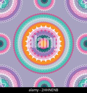 Mandala-Nahtloses Muster mit floralen Motiven. Perfekt für Textilien, Einladungskarten, Tapeten, Textilien und Hintergründe. Stock Vektor