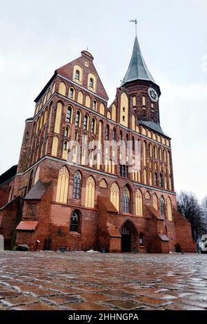 Kathedrale in Königsberg Vorderansicht. Mittelalterliche Architektur der europäischen Stadt Konigsberg Stockfoto