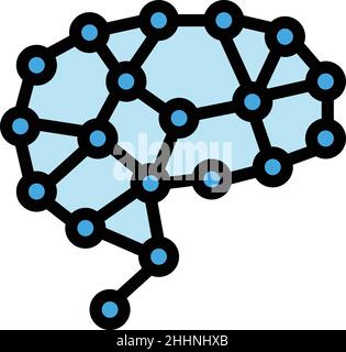 KI-Vektor für neuronale Symbolumrisse. Kopf Gehirn. Digitale Schaltung Stock Vektor