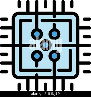 Symboldarstellung des Notebook-ai-Prozessors. Digitale Schaltung. Wissenschaft Gehirn Stock Vektor