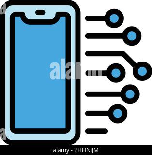 Smartphone ai Symbol Umrissvektor. Künstliches Gehirn. Maschine digital Stock Vektor