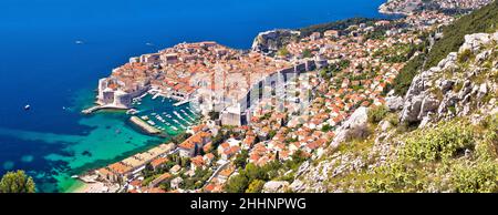 Dubrovnik. Das berühmteste Touristenziel in Kroatien Luftpanorama, Archipel von Dalmatien. Stockfoto