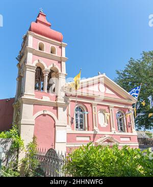 Die alte orthodoxe Kirche der Jungfrau Maria Mandrakina in Kerkira oder Korfu-Stadt auf der Insel Korfu Ionische Inseln Griechenland, Europa Stockfoto