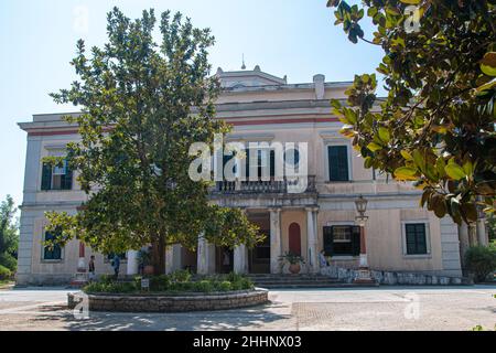 Villa Mon Repos, Geburtsort des Prinzen Philip Duke of Edinburgh in Korfu Kerkyra, Griechenland, Ionische Inseln, Europa Stockfoto